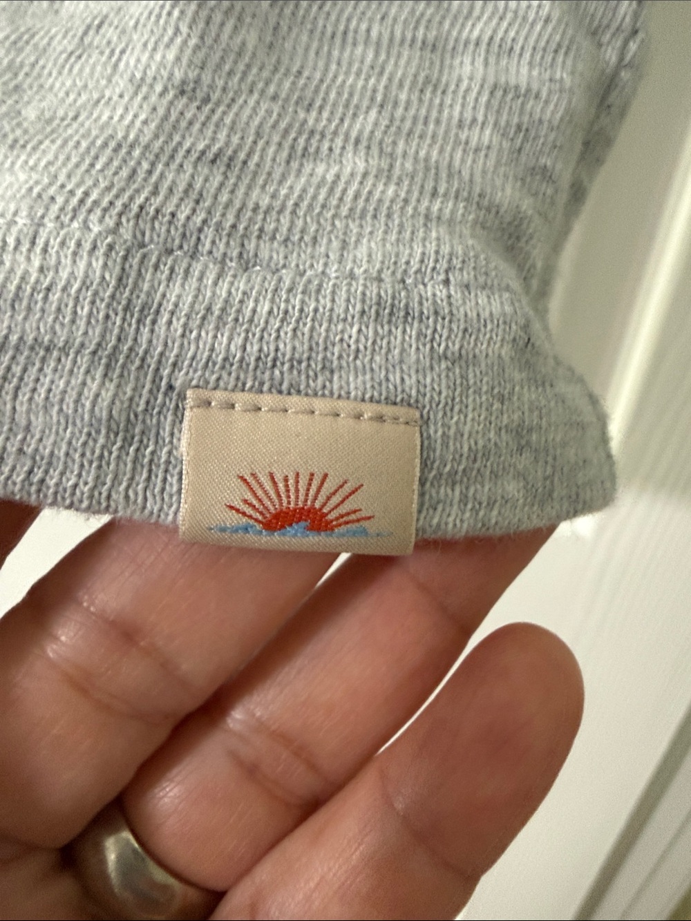 Faherty Heather Gray Tee with Cream Trim - Picture 3 of 4